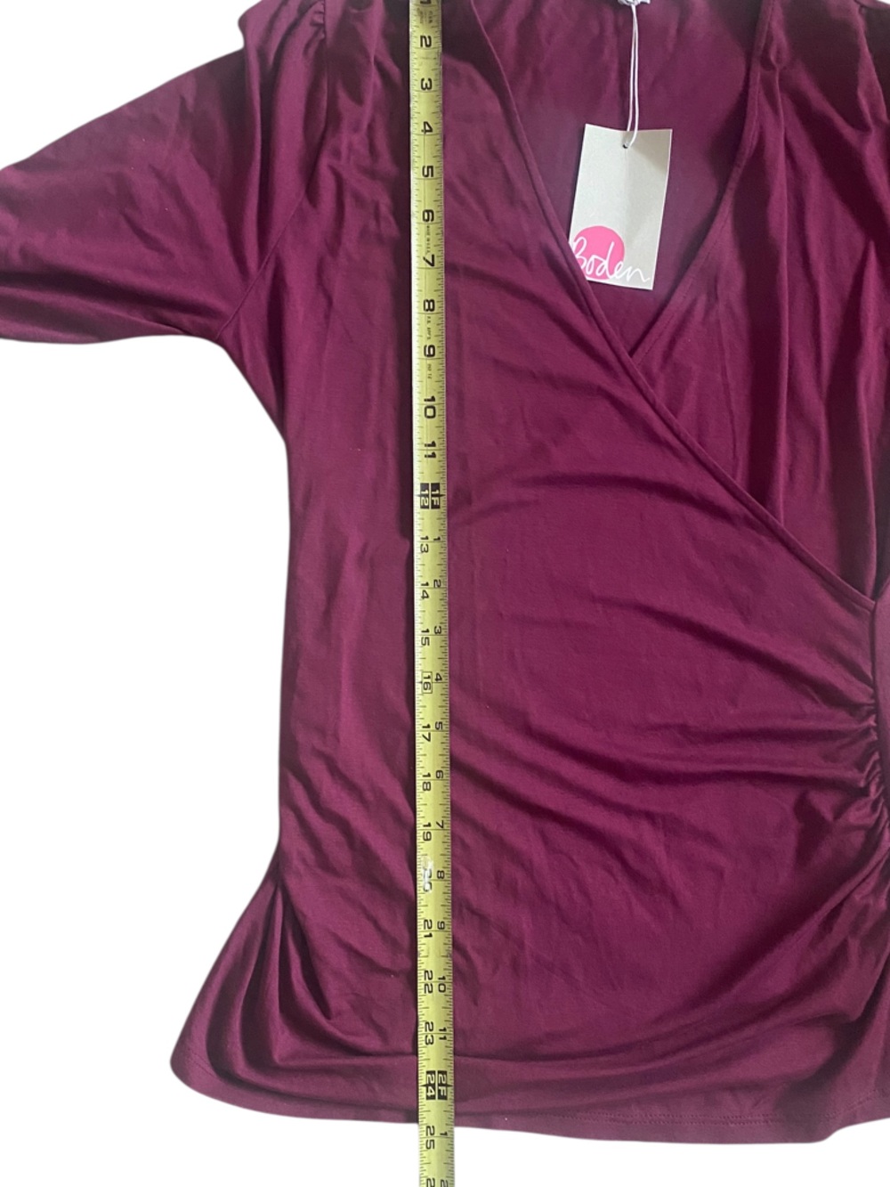 Boden Women’s Burgundy Wrap-Style Long Sleeve Top Size 8 - Picture 9 of 12